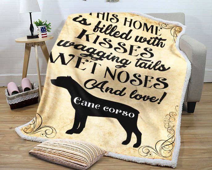 Kisses Cane Corso Sherpa Fleece Blanket