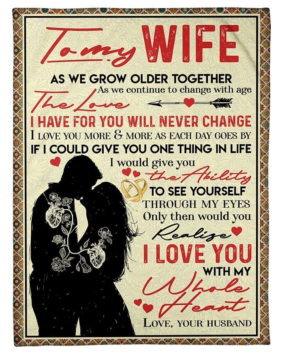 Kissing Couple To Wife Love You With My Whole Heart Fleece Blanket