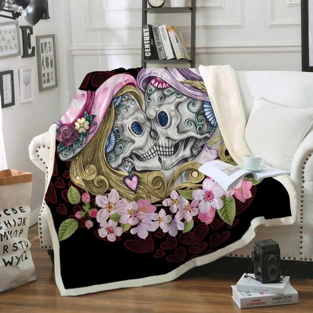 Kissing Skulls Sherpa Fleece