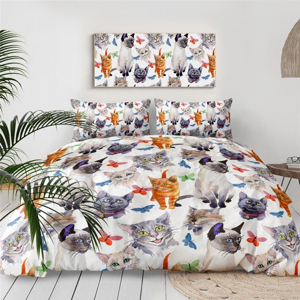 Kittens Butterflies Bedding Set
