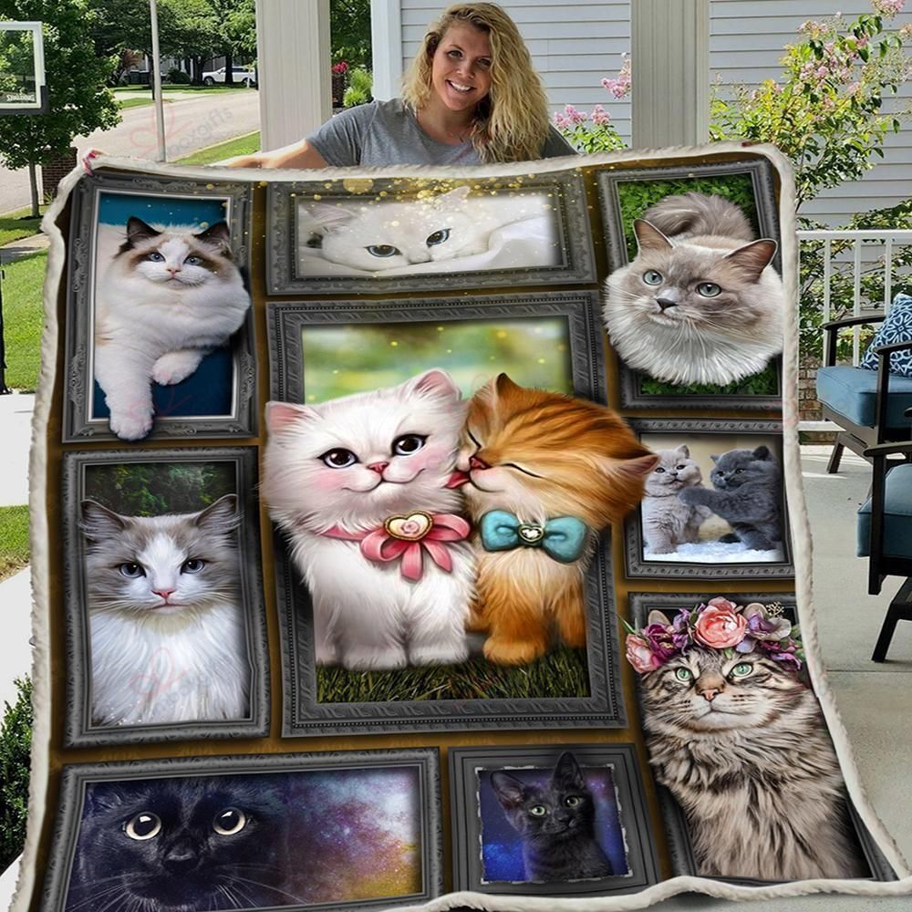 Kittens Love Huge Cat Sherpa Fleece Blanket