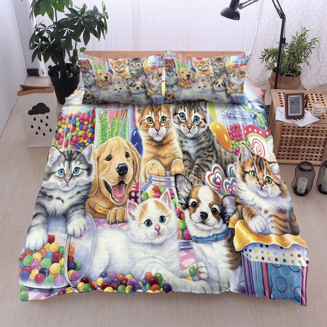 Kitty And Dog Candy Bedding Set