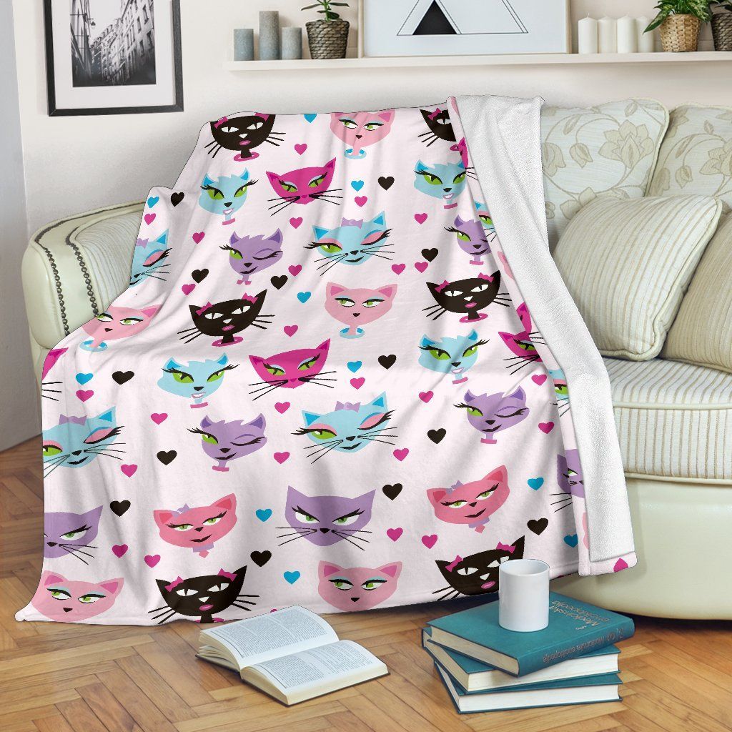 Kitty Cat Sherpa Fleece Blanket