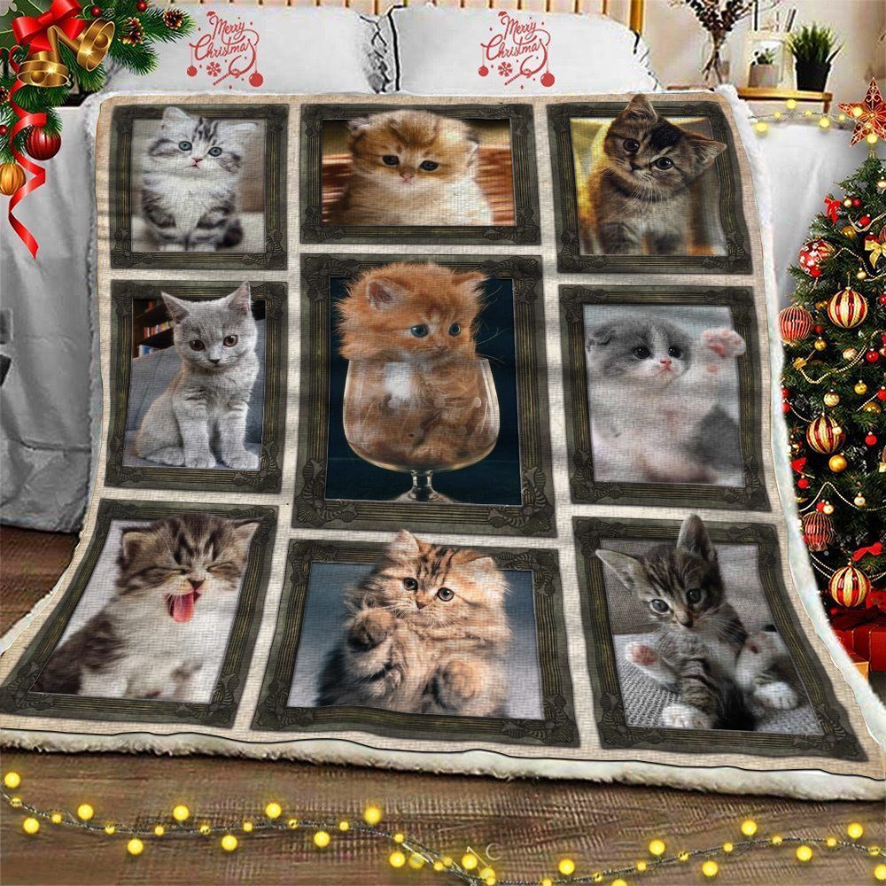 Kitty Frame Love Real Sherpa Fleece Blanket