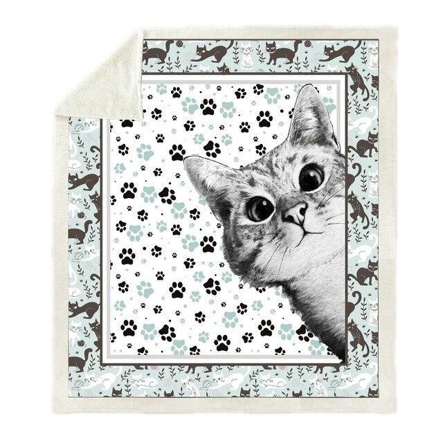 Kitty Sherpa Fleece Blanket