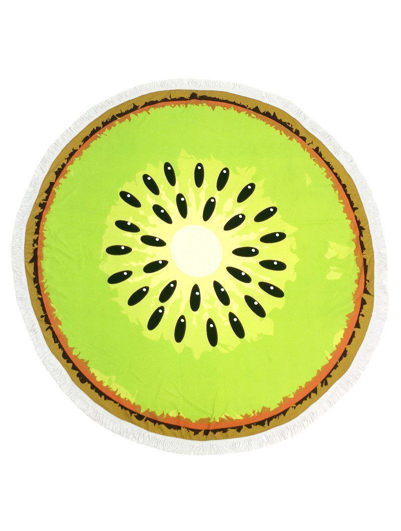 Kiwi Slice All Over Printed Round Beach Towel