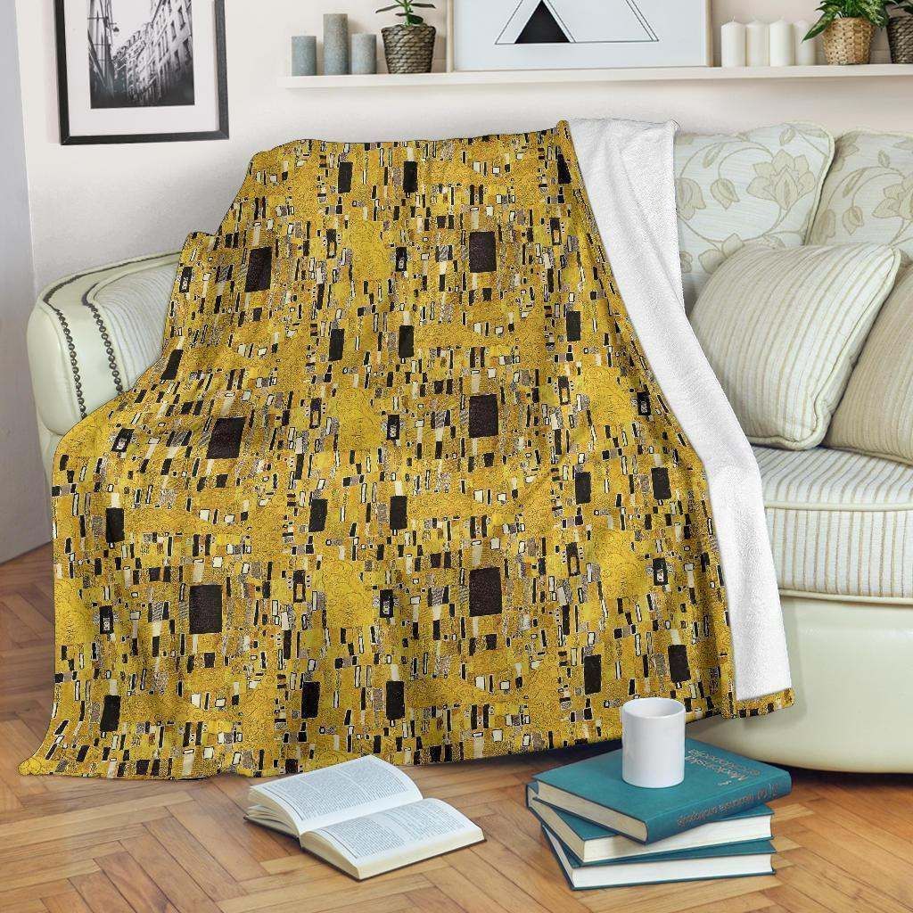 Klimt Gold Sherpa Fleece Blanket