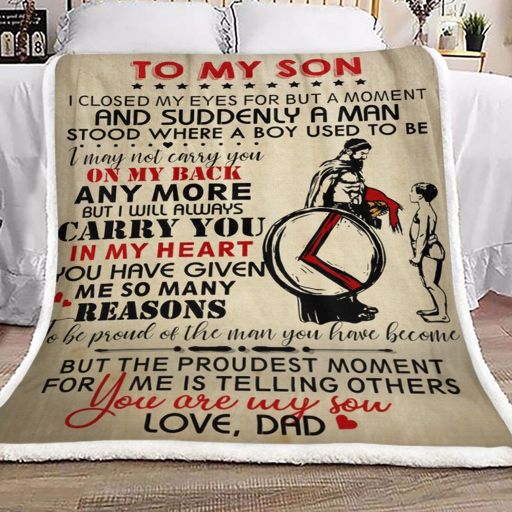 Knight Templar Family To My Son Love Dad Sherpa Fleece Blanket