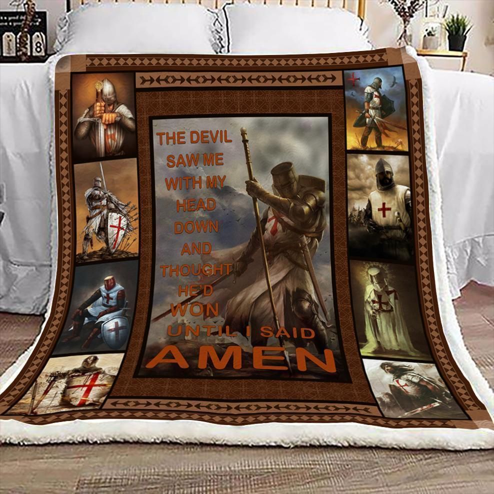 Knight Templar The Devil Saw Me Sherpa Fleece Blanket