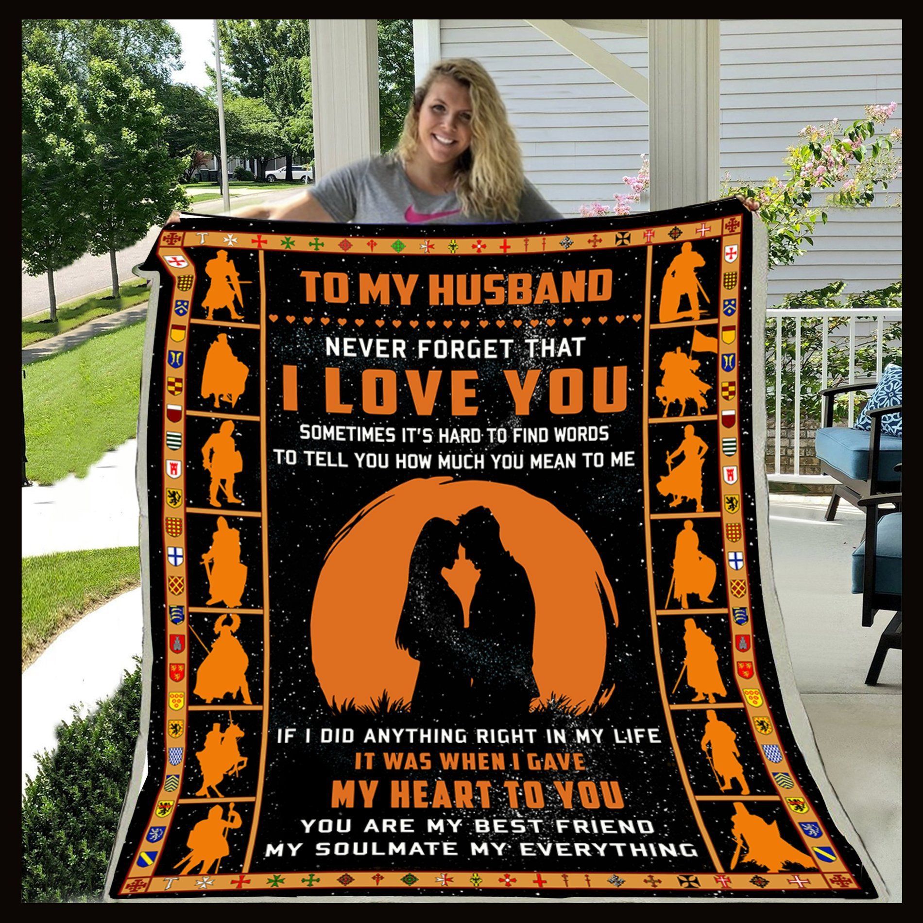 Knight Templar To My Husband I Love You Sherpa Fleece Blanket