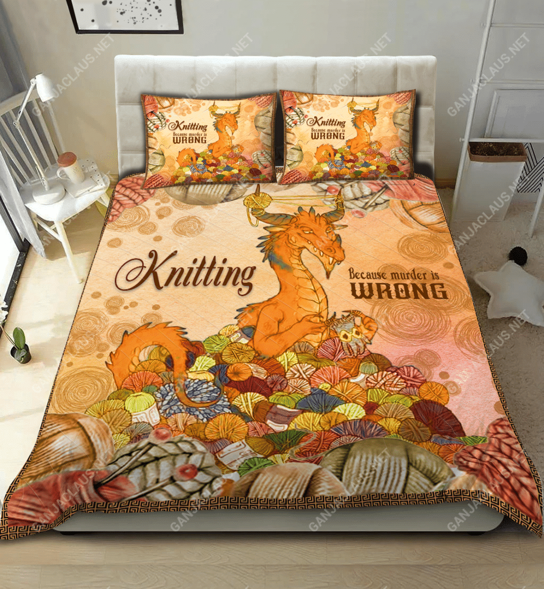 Knitting Because Murder Is Wrong Bedding Set