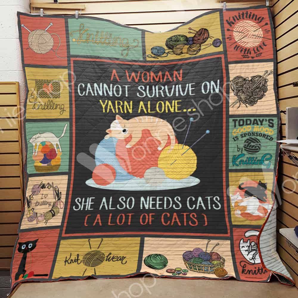 Knitting Cat Quilt Blanket DHC0302834TD
