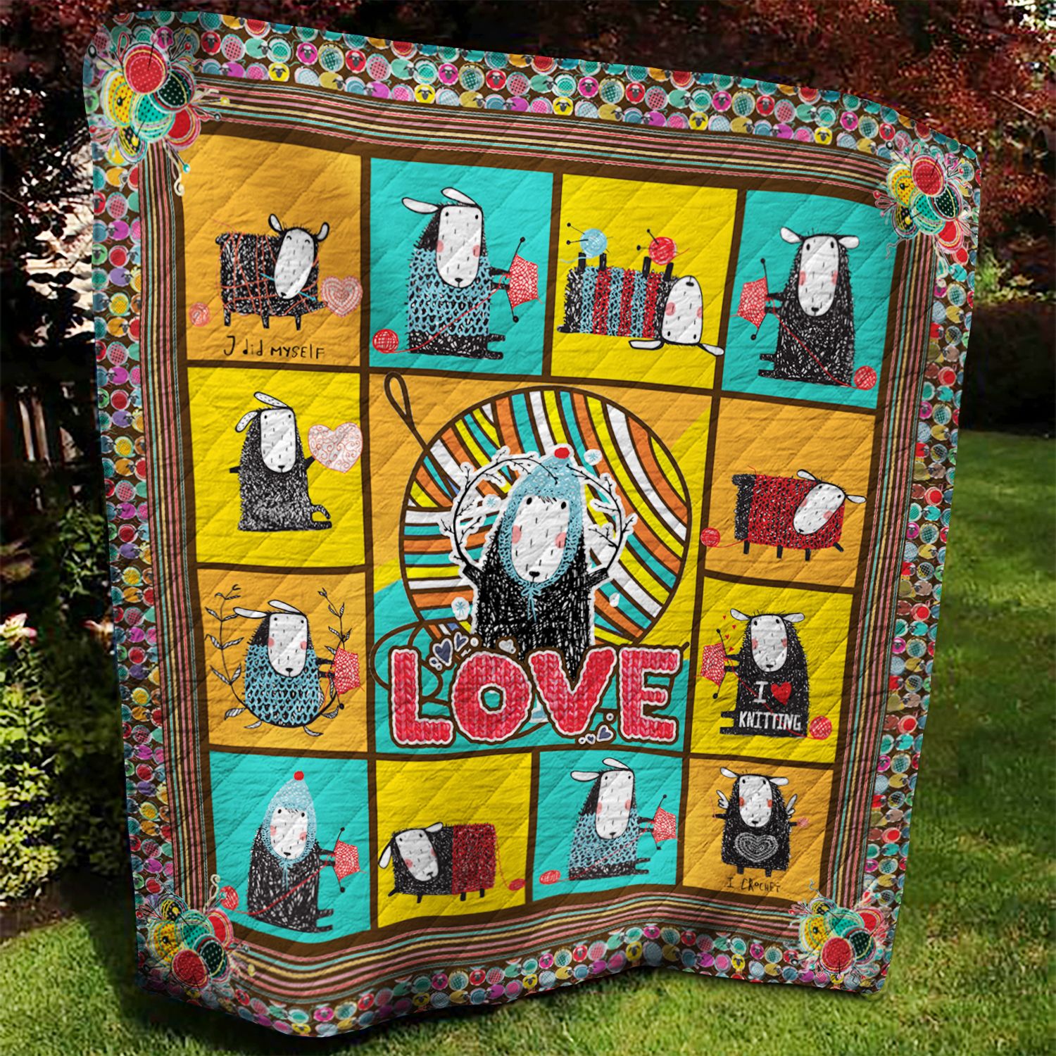 Knitting Sheep Quilt Blanket AAA240703TA