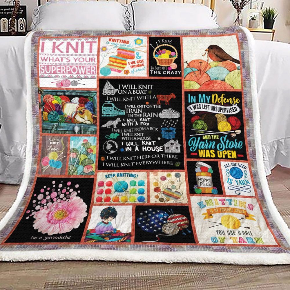 Knitting Sherpa Fleece Blanket