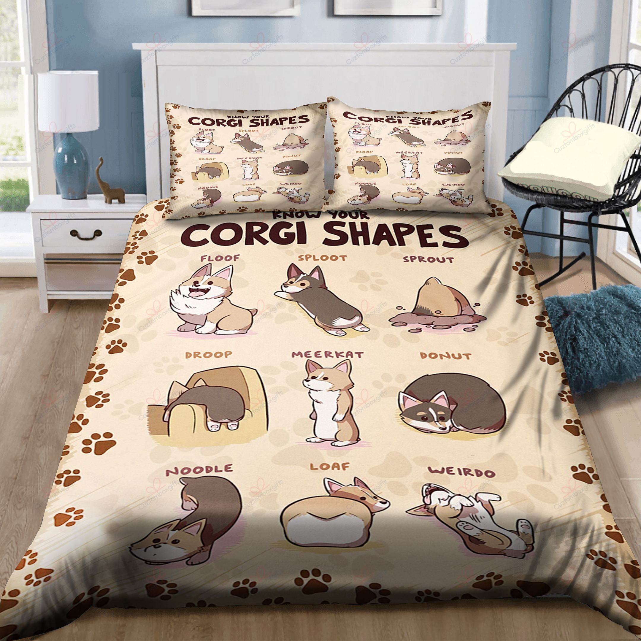 Know Your Corgi Shapes Corgi Bedding Set