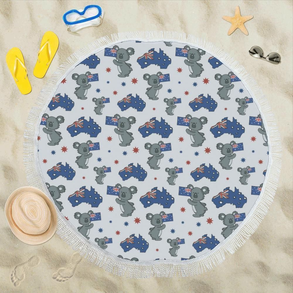 Koala Australia Day Themed Design Round Beach Towel