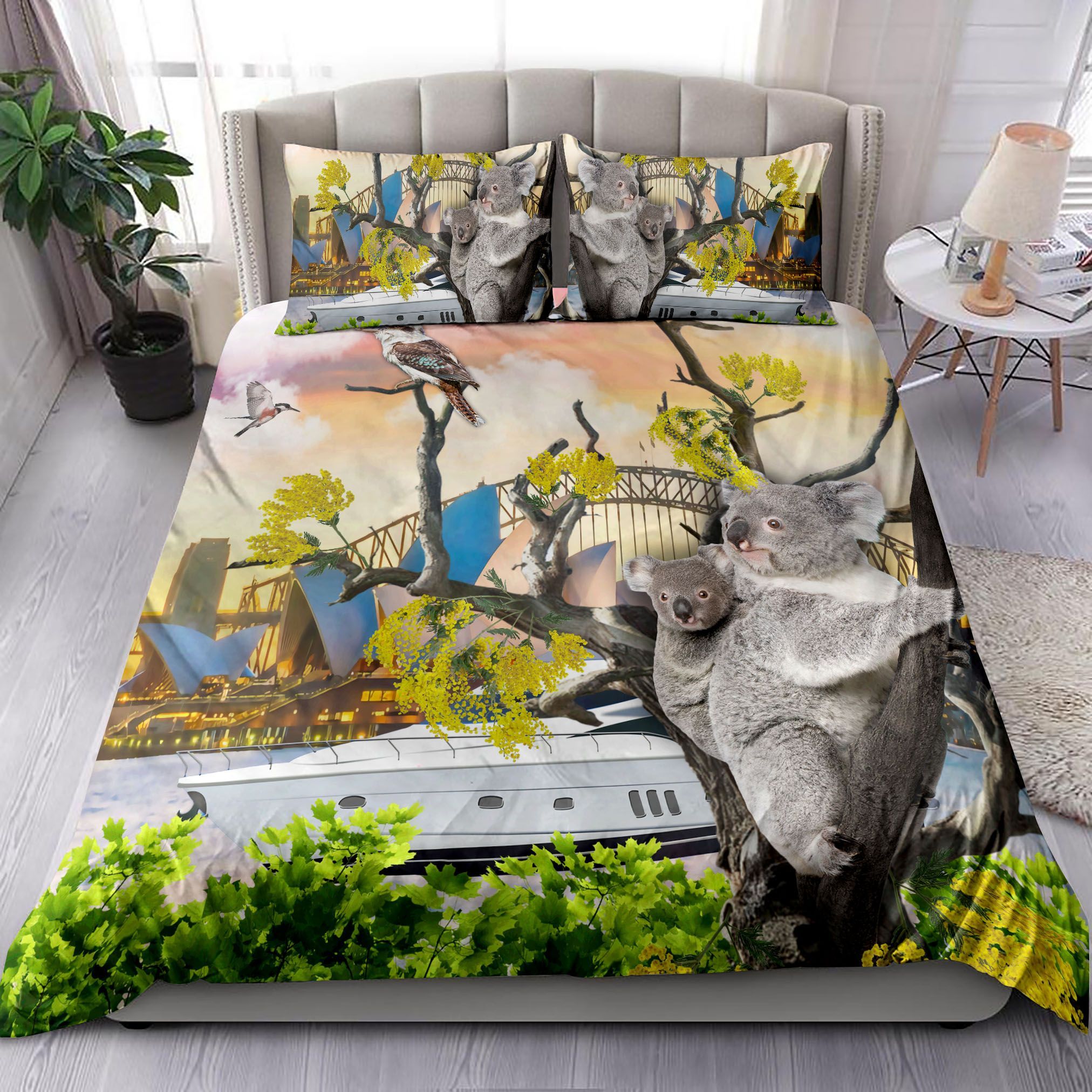 Koala With Kookaburra In Sydney Bedding Set