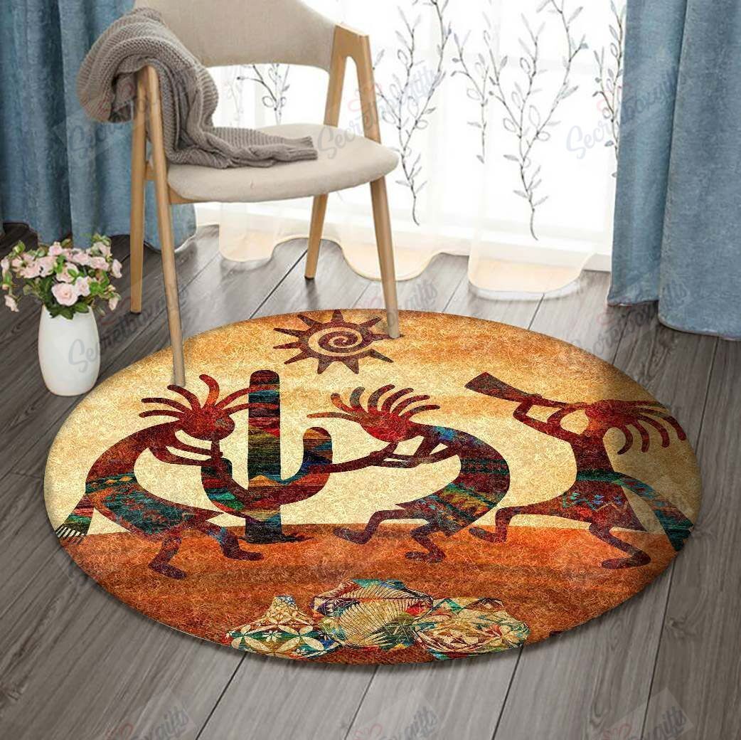 Kokopelli Sunset Native American Round Carpet