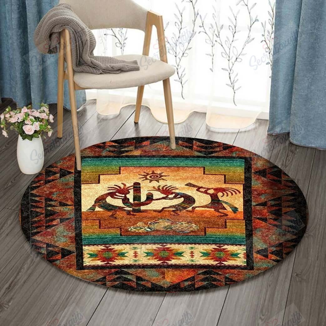 Kokopelli Sunset Native American Round Carpet