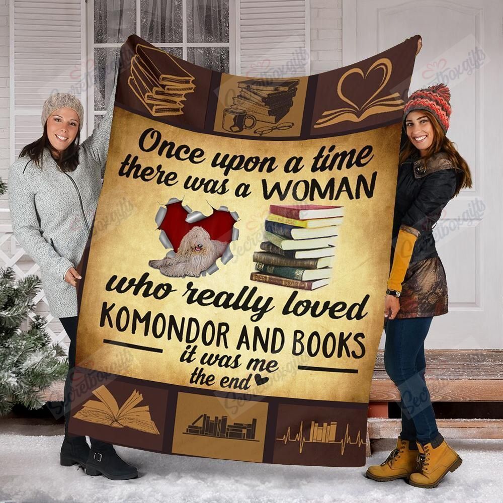 Komondor Dog And Books Fleece Blanket