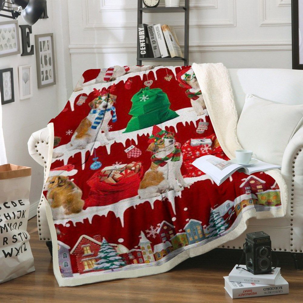 Kooikerhondje Snow Christmas Sherpa Fleece Blanket
