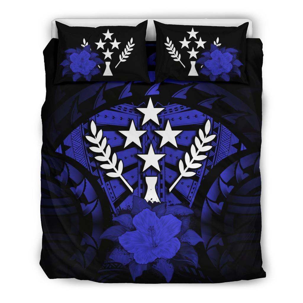 Kosrae Dark Blue Hibiscus Bedding Set