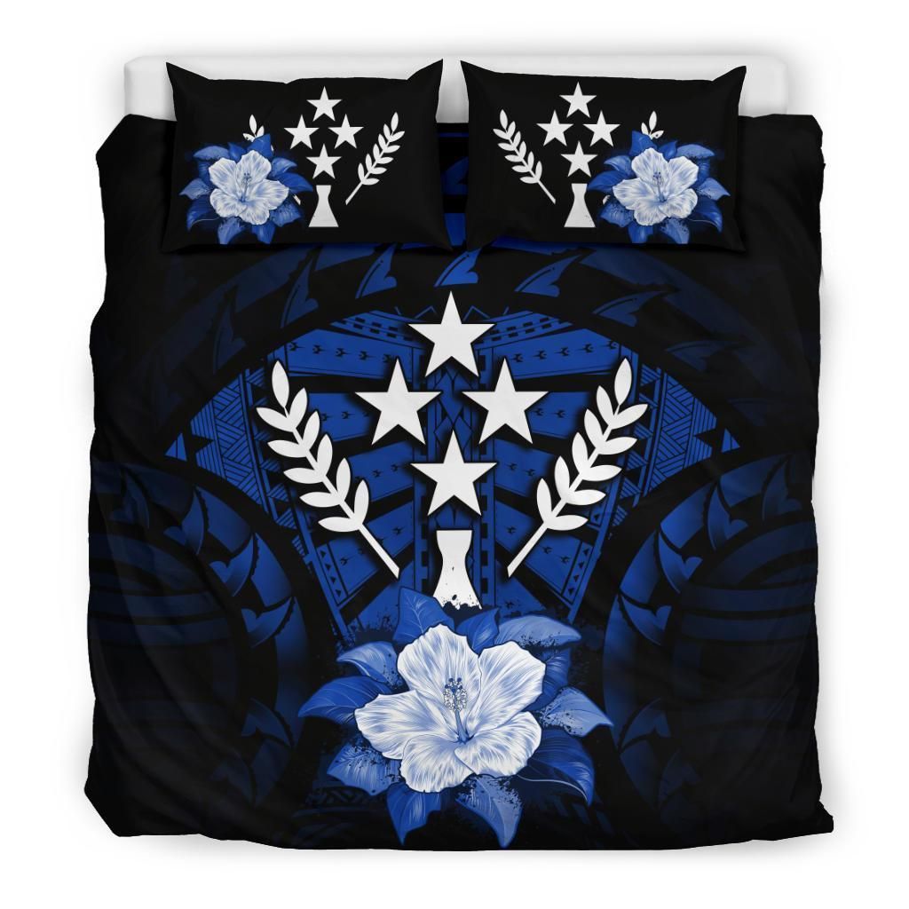 Kosrae Dark Blue Hibiscus Bedding Set