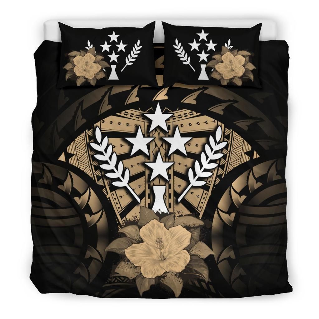 Kosrae Hibiscus Brown And Black Bedding Set