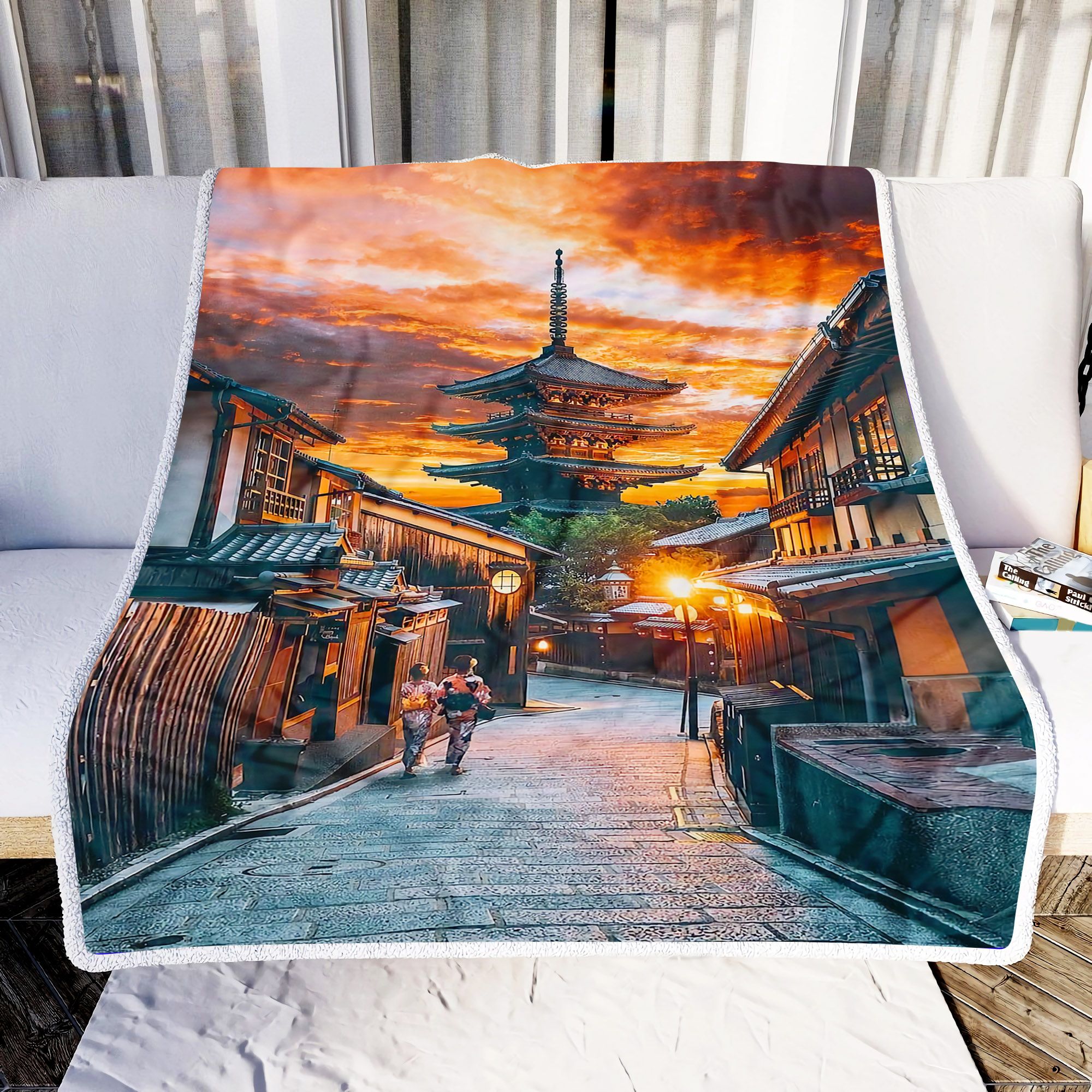 Kyoto Japan Street Fleece Blanket