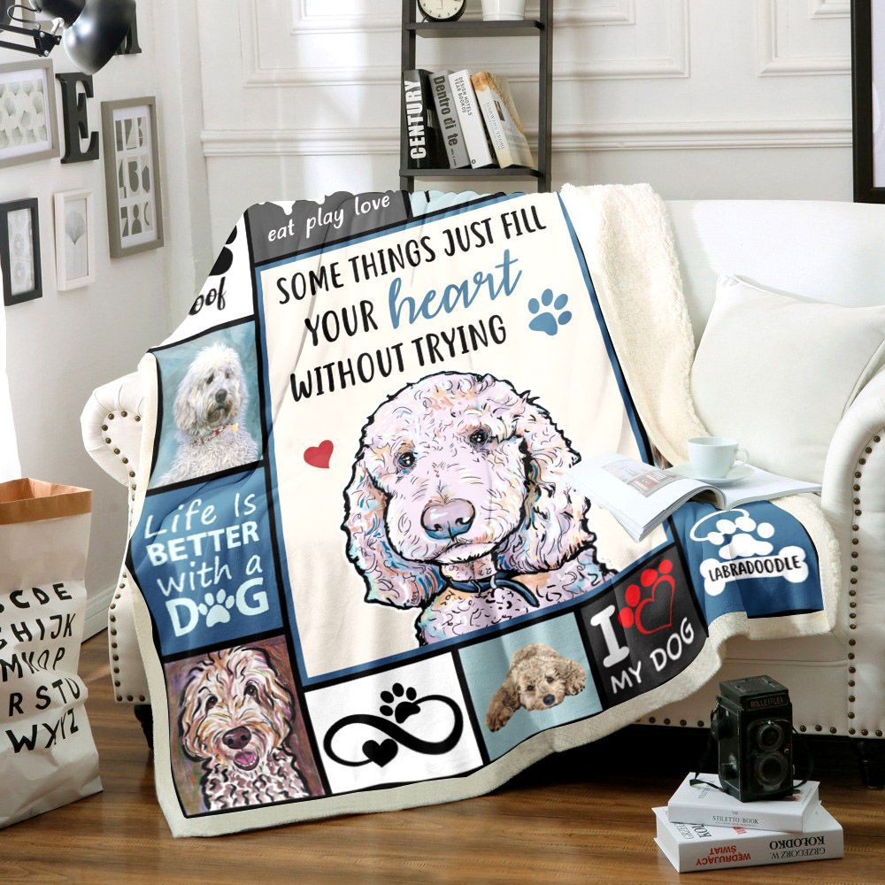 Labradoodle Dog Blanket Sherpa Fleece Blanket