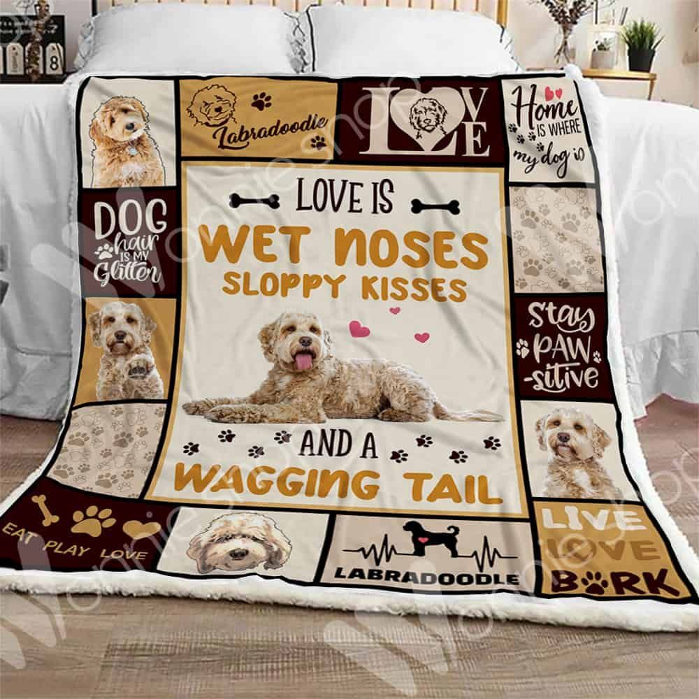 Labradoodle Dog Home Is Where My Dog Is Sherpa Fleece Blanket