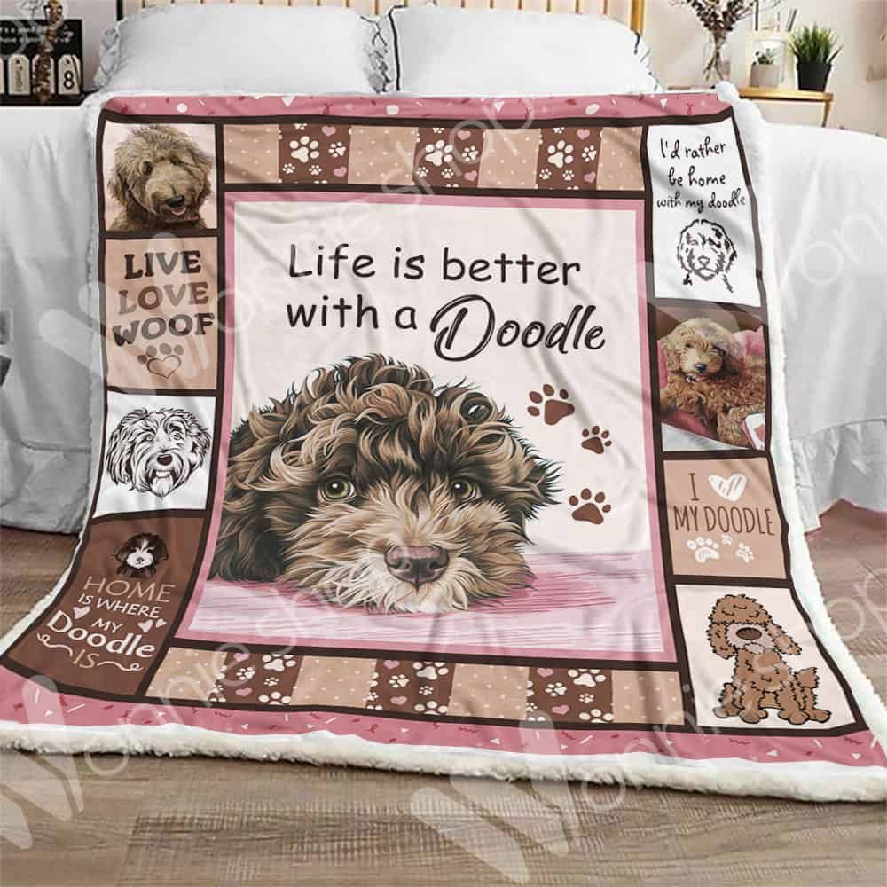 Labradoodle Dog Sherpa Quilt Blanket DHC0102537TD