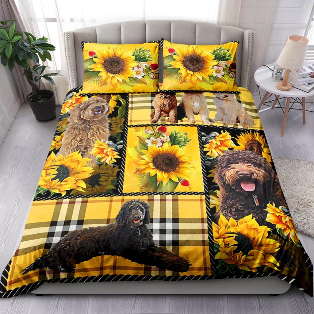Labradoodle Yellow Tartan Bedding Set