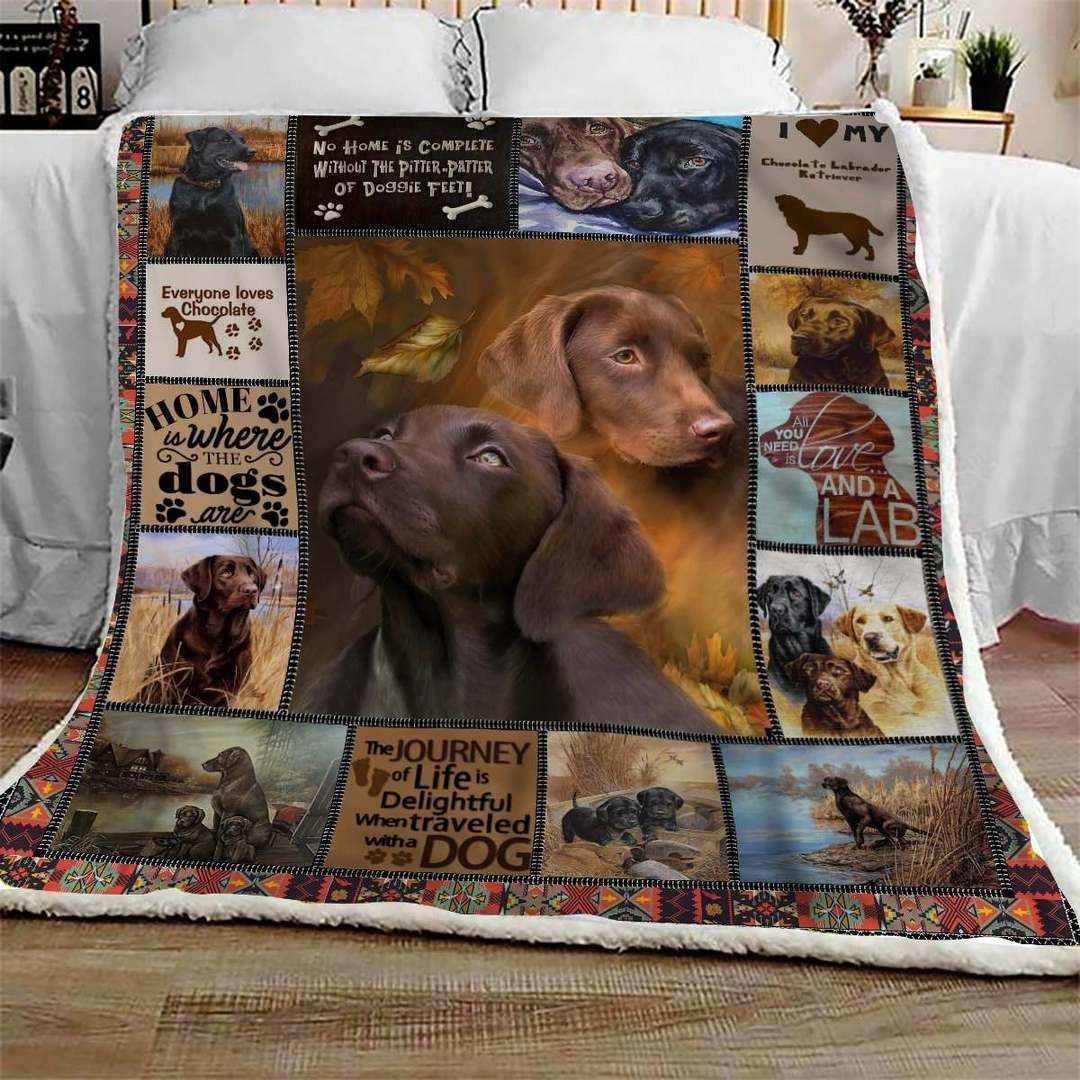 Labrador Chocolate Cute Sherpa Fleece Blanket