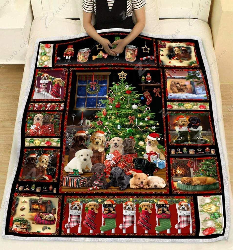 Labrador Christmas Sherpa Fleece Blanket