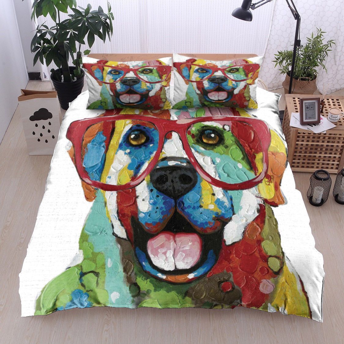 Labrador Colorful Glasses Dog Bedding Set