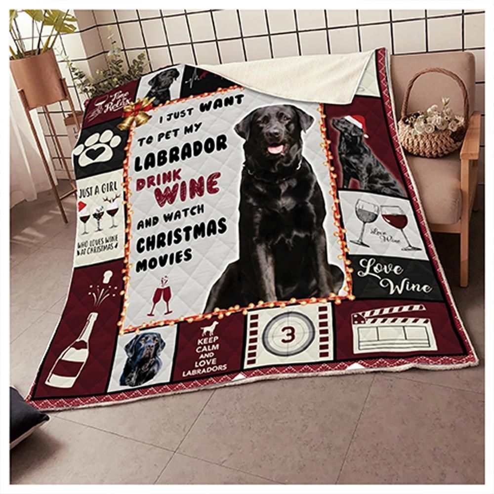 Labrador Dog Black Sherpa Fleece Blanket