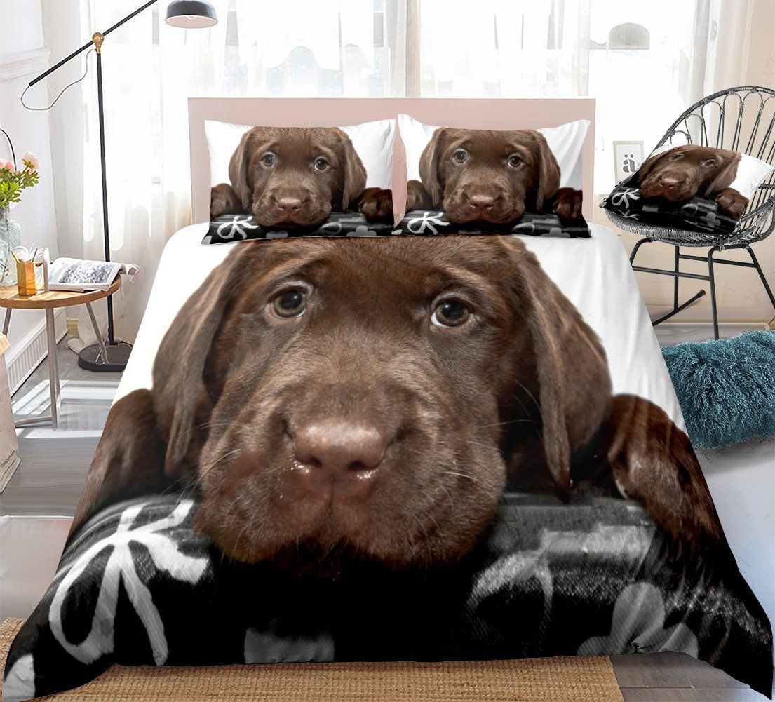 Labrador Dog Face Tired Bedding Set