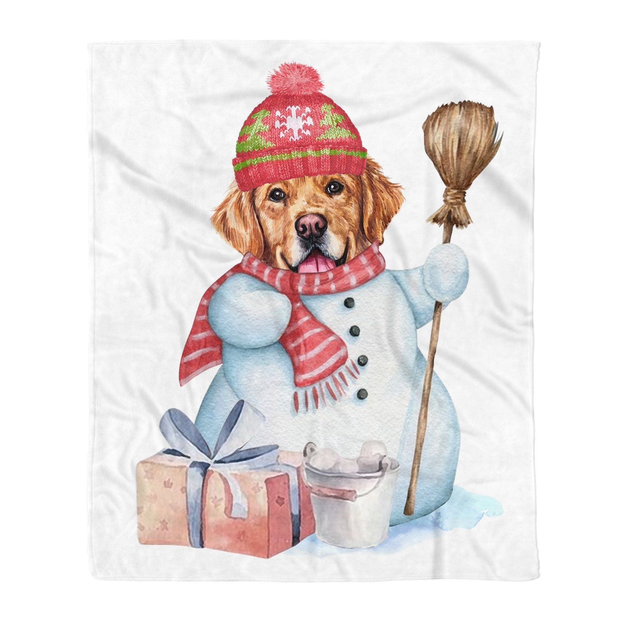 Labrador Snowman Christmas Sherpa Fleece Blanket