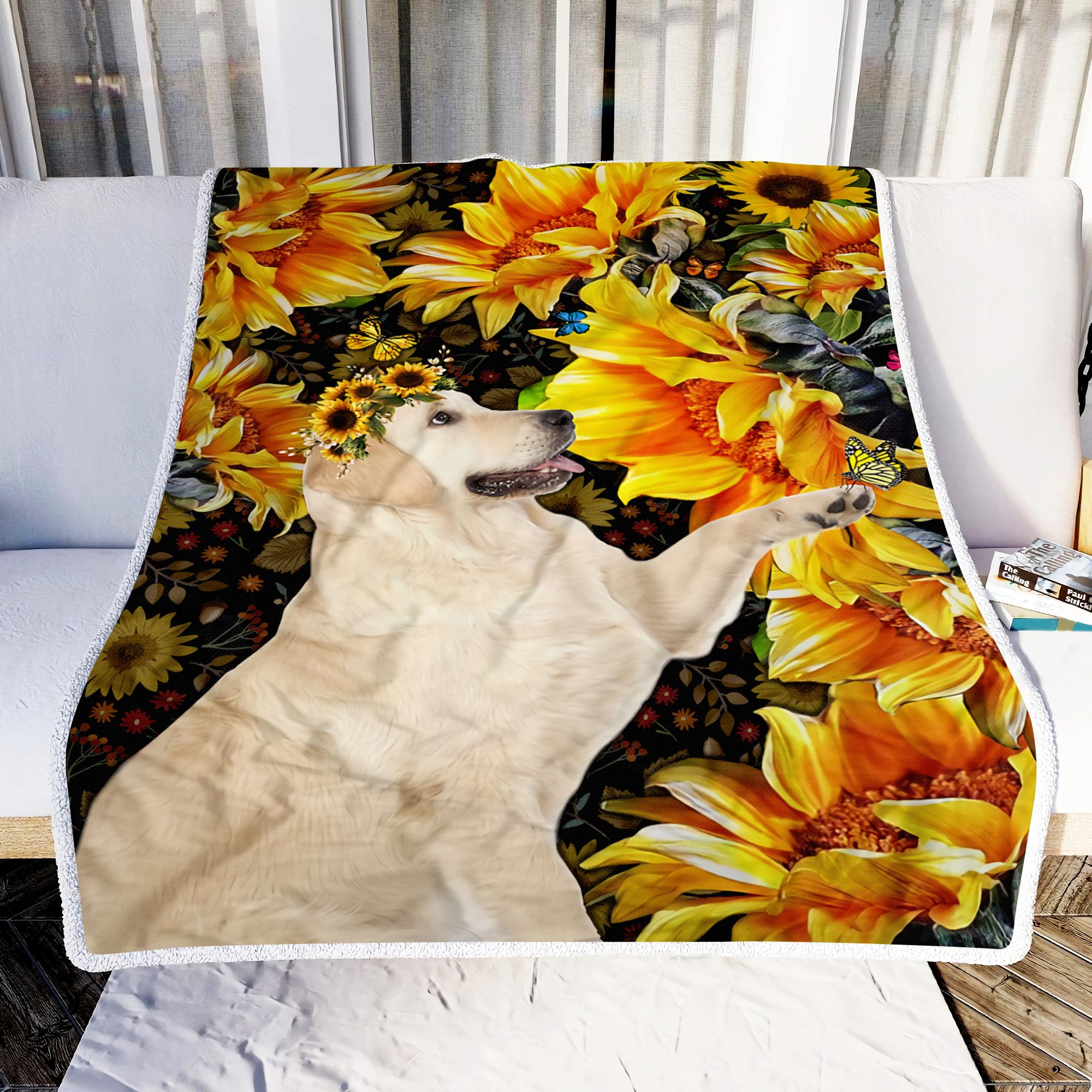 Labrador Sunflower Fleece Blanket