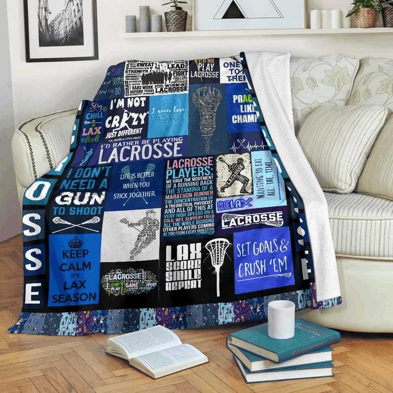 Lacrosse Boy Sherpa Fleece Blanket