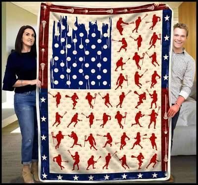 Lacrosse Flag Sherpa Fleece Blanket