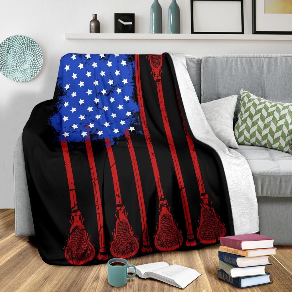Lacrosse Flag Sherpa Fleece Blanket