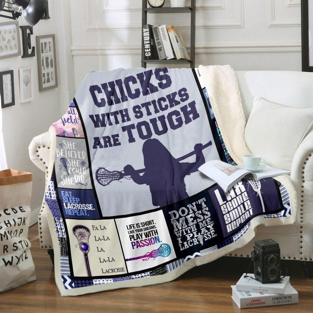 Lacrosse Girl Sherpa Fleece Blanket