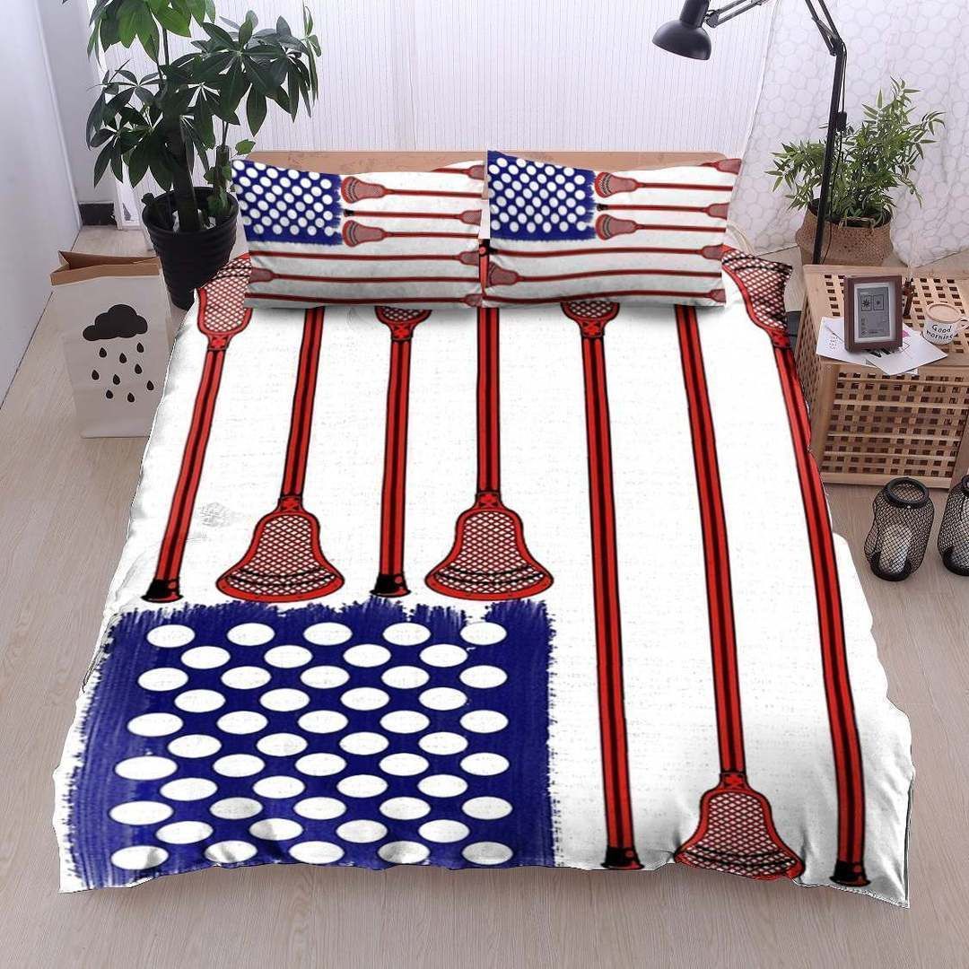 Lacrosse Twin Queen King Cotton Bed Sheets Spread Comforter Bedding Set