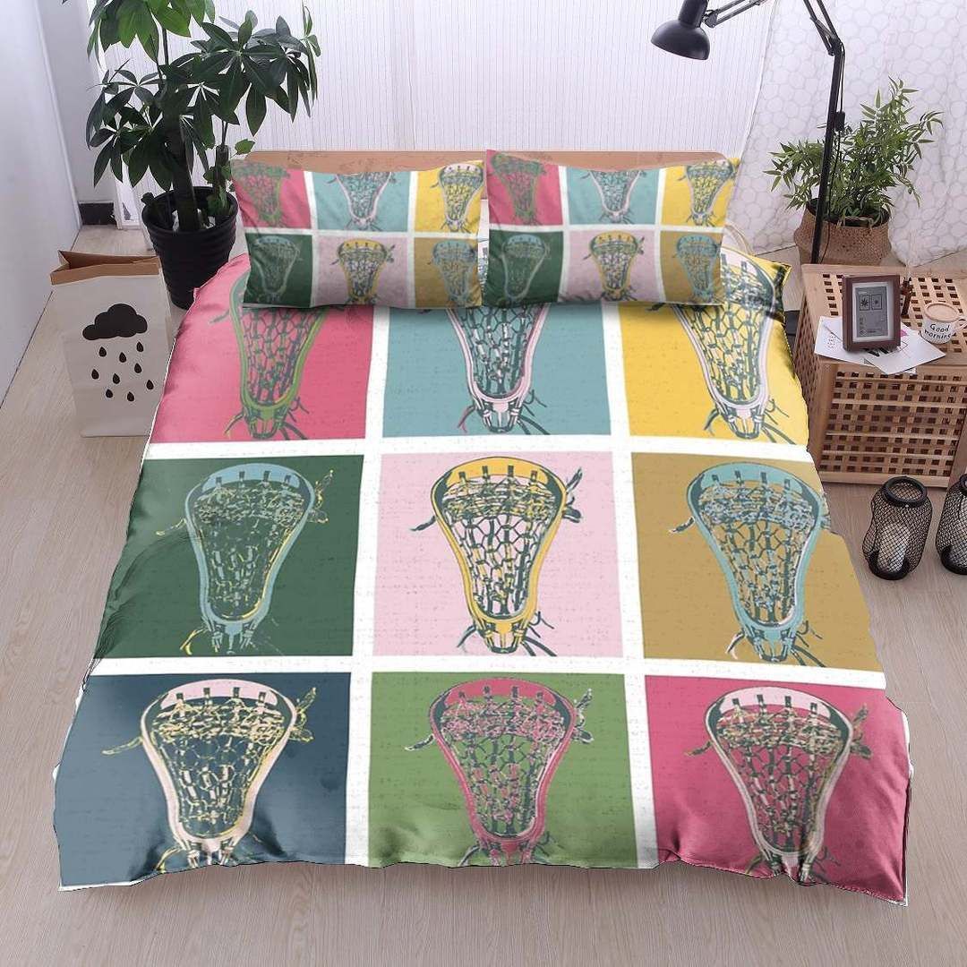 Lacrosse Twin Queen King Cotton Bed Sheets Spread Comforter Bedding Set