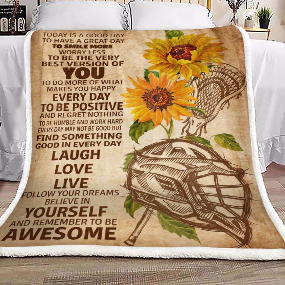 Lacrosse Sunflower Today Is A Good Day Sherpa Fleece Blanket
