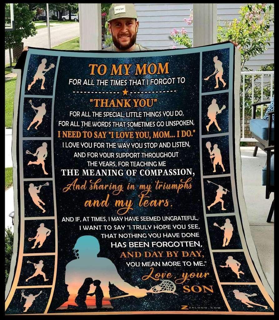 Lacrosse To My Mom Thank You Sherpa Fleece Blanket