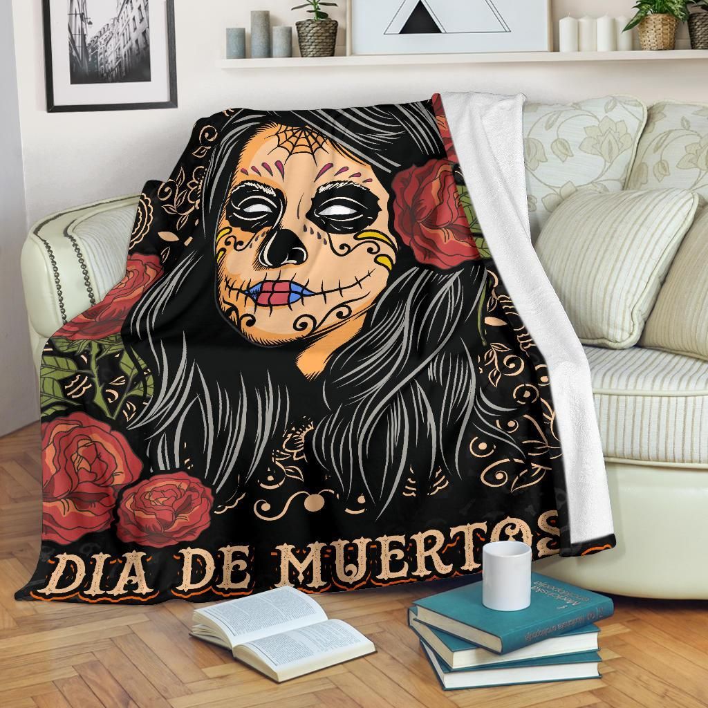 Lady Skull Sherpa Fleece Blanket