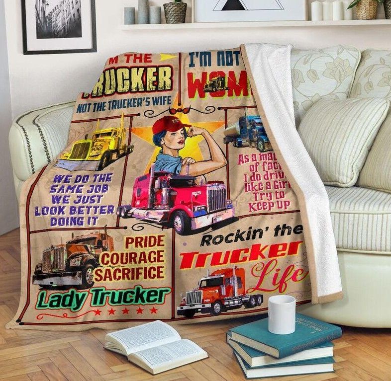Lady Trucker Sherpa Fleece Blanket
